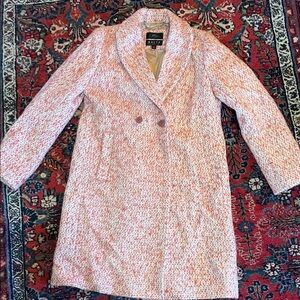 J. Crew Pink and White Tweed Pea Coat Size 2